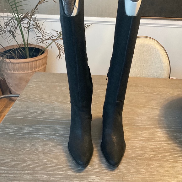 Nine West black textured knee high boots, size 11 - Picture 1 of 4